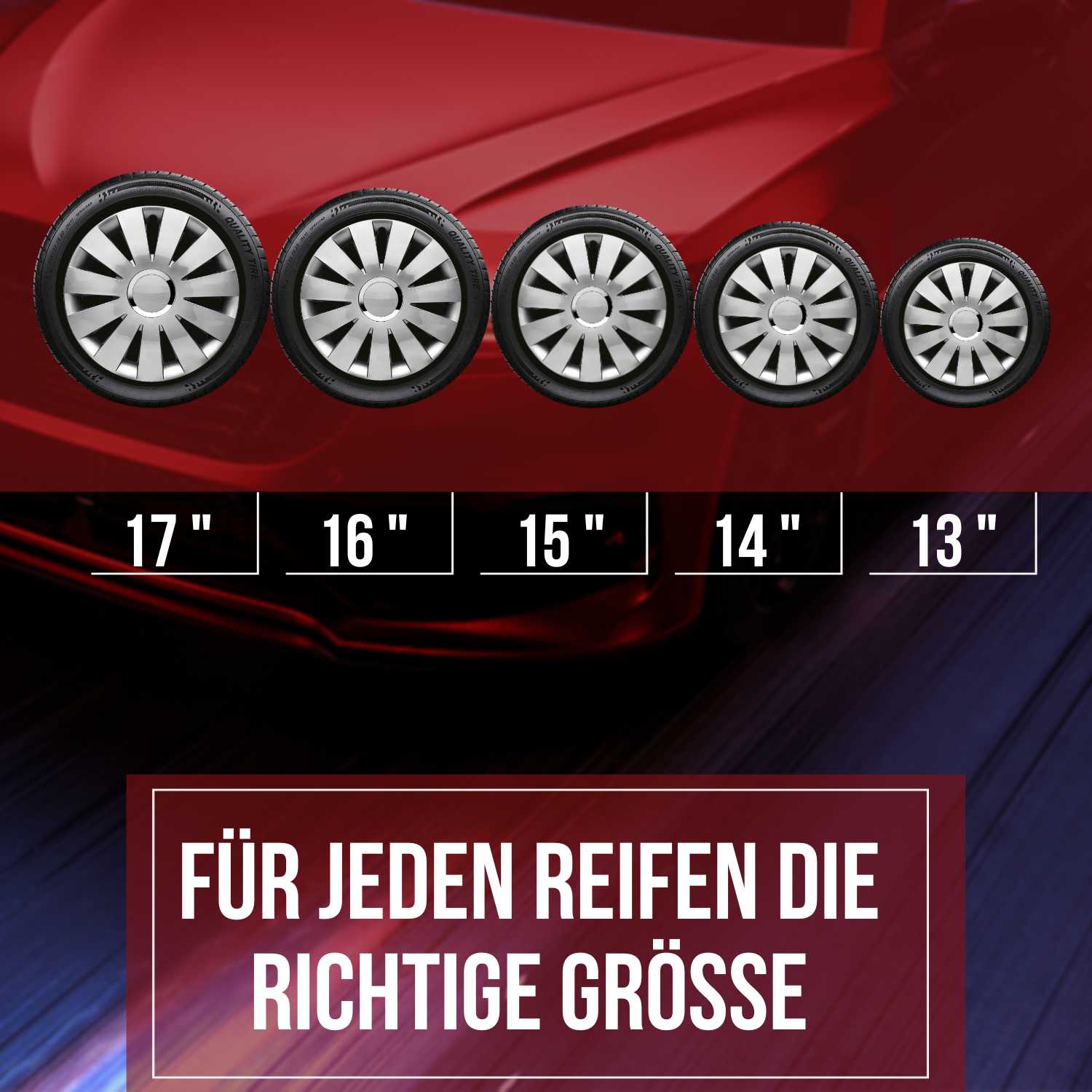 Beat Radkappen groessen, 4 Stück 13-17 Zoll Matt/Glänzend – Premium Radzierblenden, Autostyling