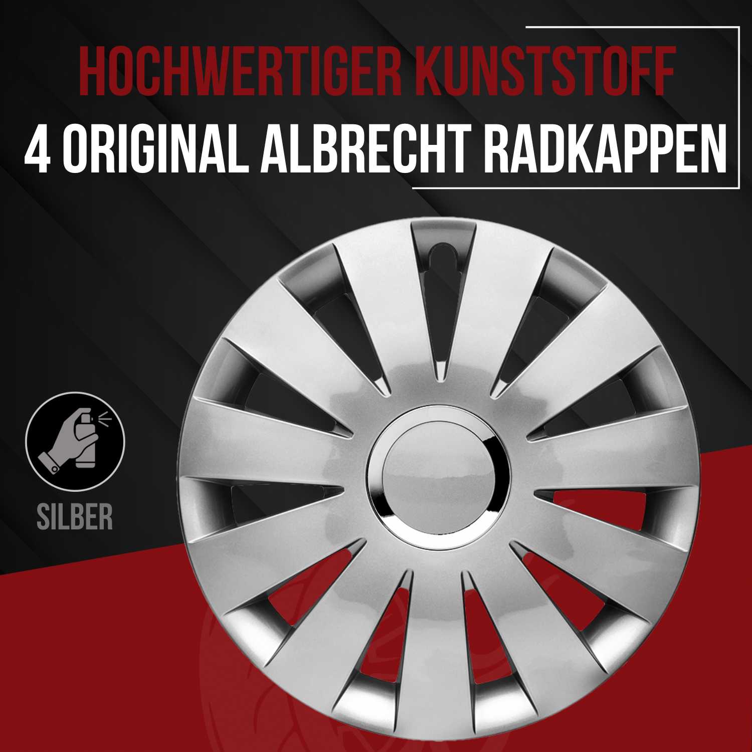 Beat Radkappen silber glanz, 4 Stück 13-17 Zoll Matt/Glänzend – Premium Radzierblenden, Autostyling