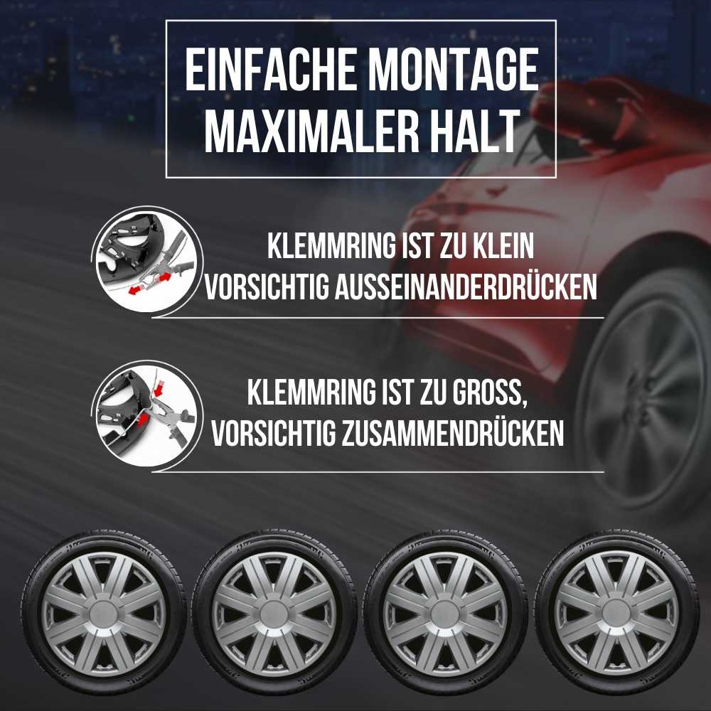 Cosmos Radkappen Montageanleitung, 4 Stück 13-17 Zoll Matt/Glänzend – Premium Radzierblenden, Autostyling
