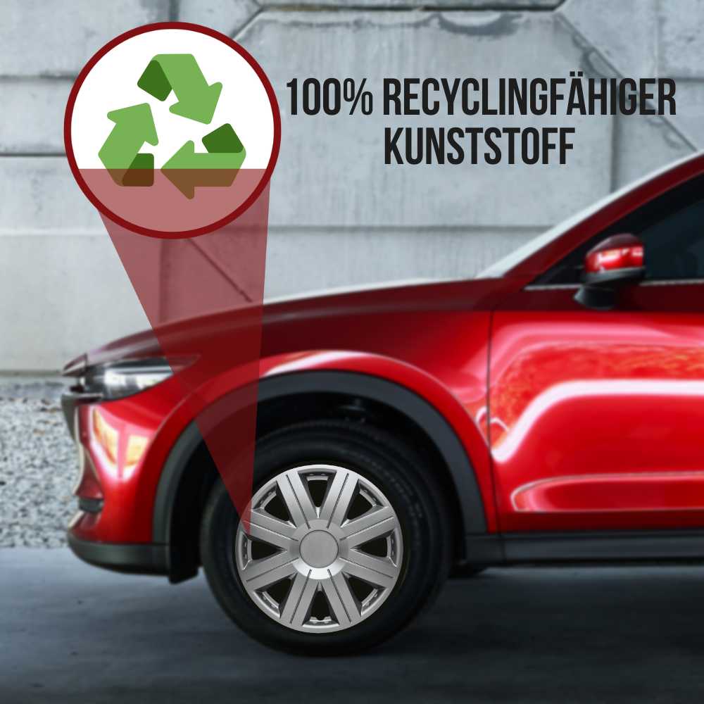 Cosmos Radkappen Recycling, 4 Stück 13-17 Zoll Matt/Glänzend – Premium Radzierblenden, Autostyling