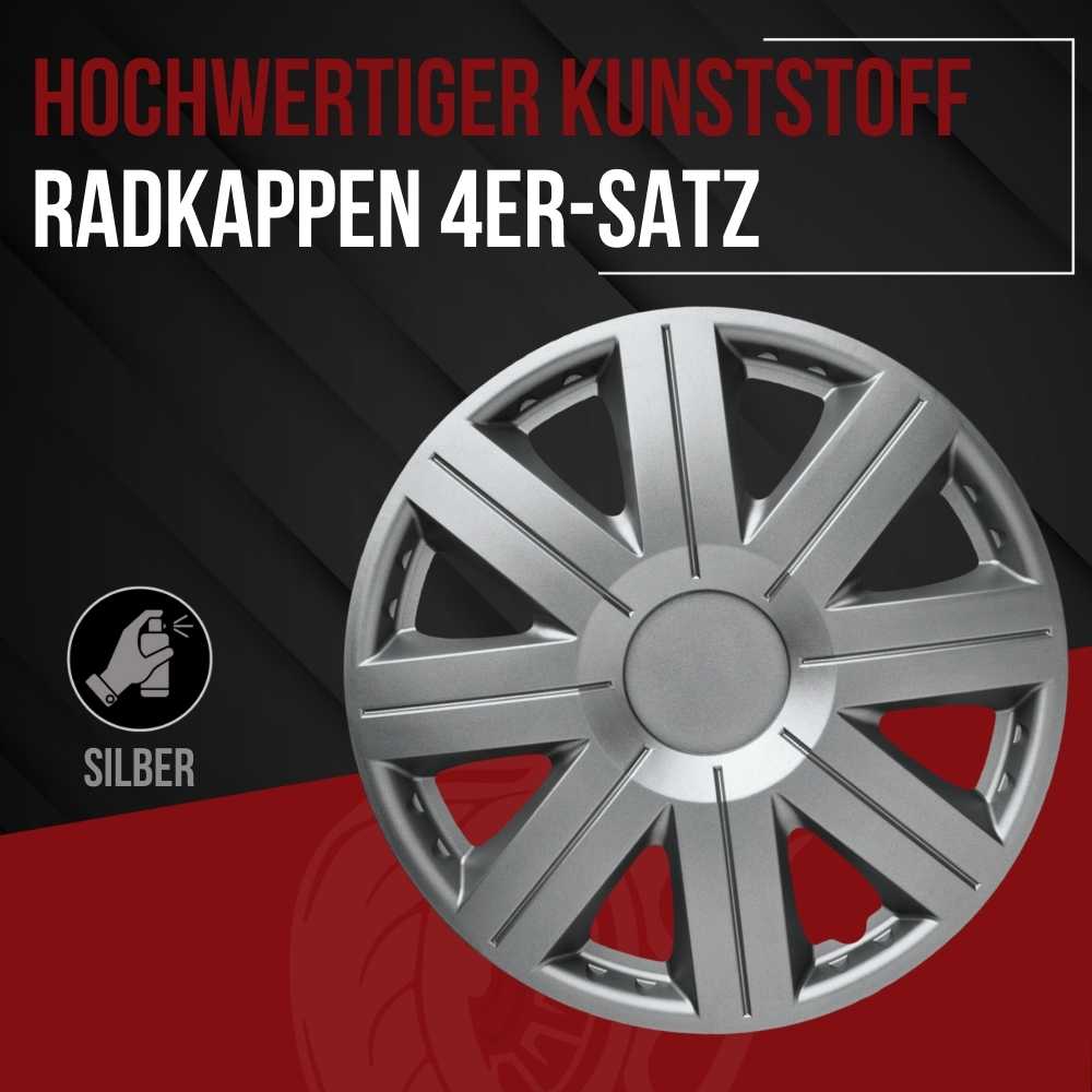 Cosmos Radkappen silber matt, 4 Stück 13-17 Zoll Matt/Glänzend – Premium Radzierblenden, Autostyling
