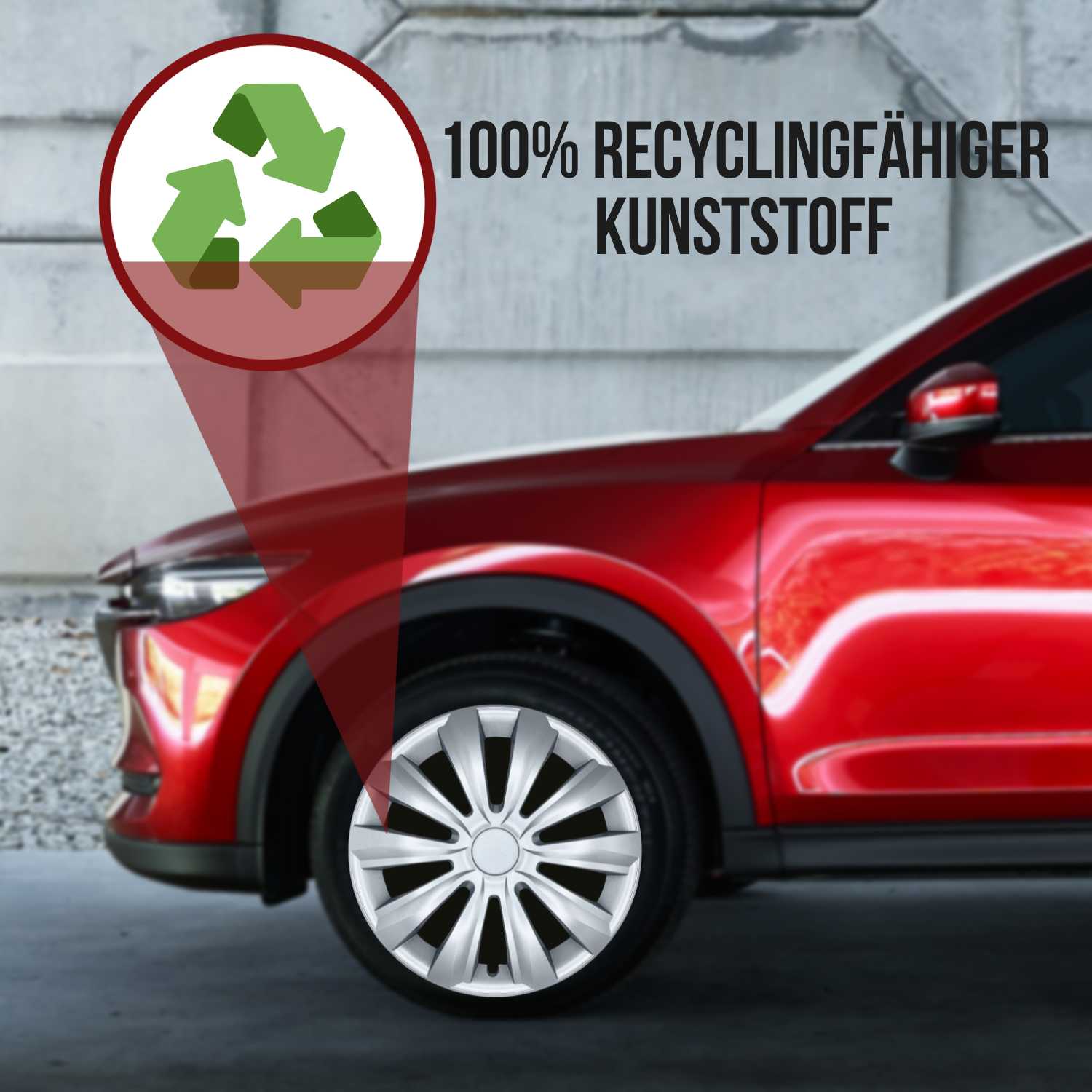 Delta Radkappen Recycling, 4 Stück 13-17 Zoll Matt/Glänzend – Premium Radzierblenden, Autostyling