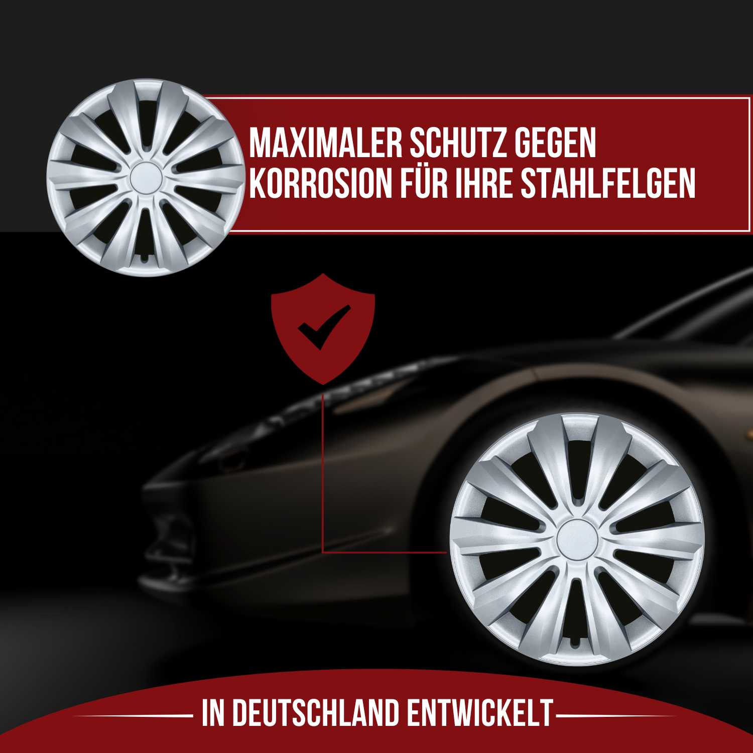 Delta Radkappen Schutz, 4 Stück 13-17 Zoll Matt/Glänzend – Premium Radzierblenden, Autostyling