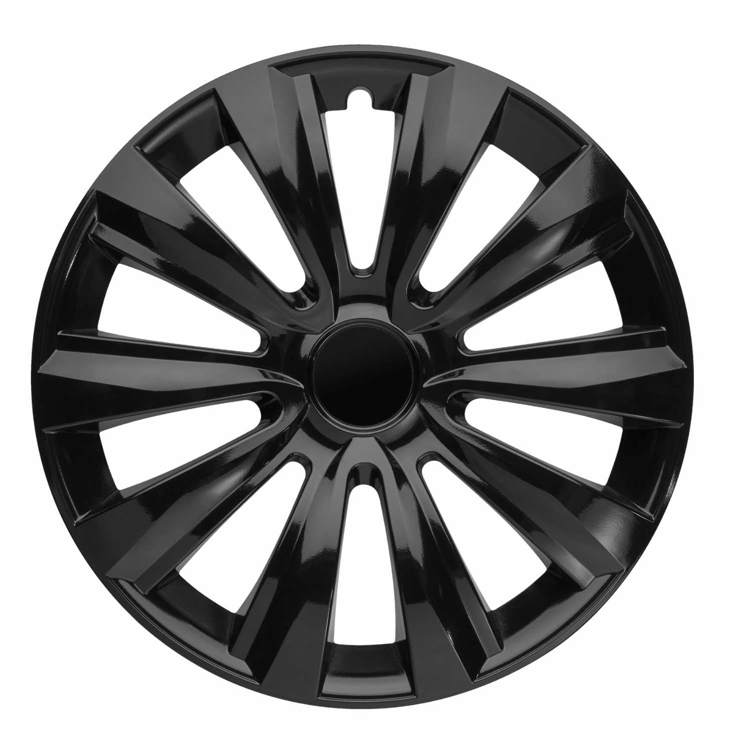 Delta Radkappen schwarz glanz, 4 Stück 13-17 Zoll Matt/Glänzend – Premium Radzierblenden, Autostyling