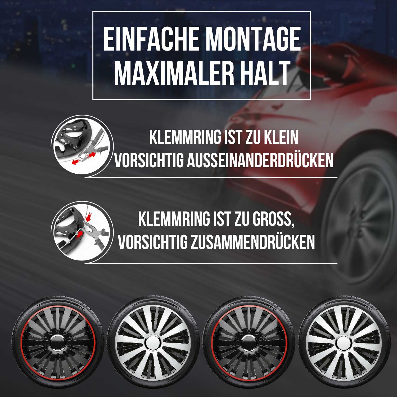 Falcon Radkappen Montageanleitung, 4 Stück 13-17 Zoll Matt/Glänzend – Premium Radzierblenden, Autostyling