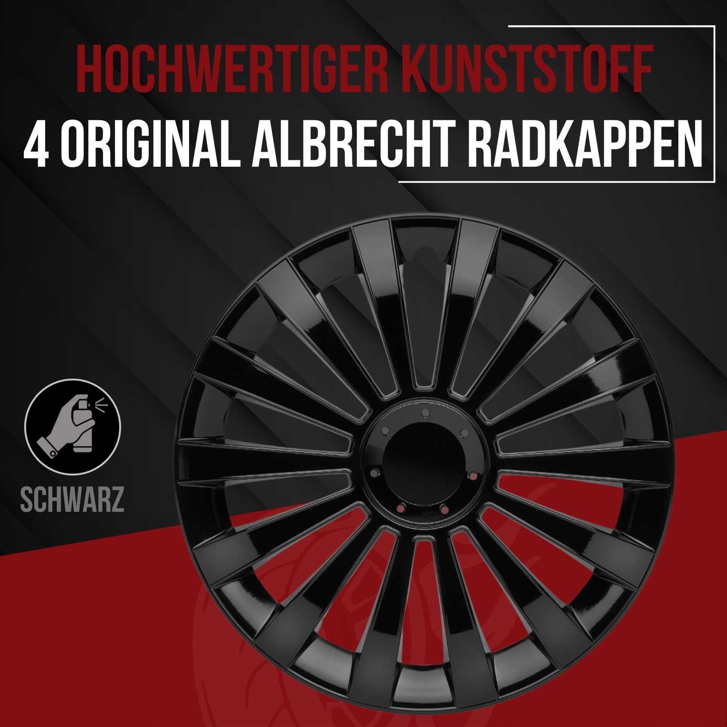 Meridian Radkappen schwarz glanz, 4 Stück 13-17 Zoll Matt/Glänzend – Premium Radzierblenden, Autostyling