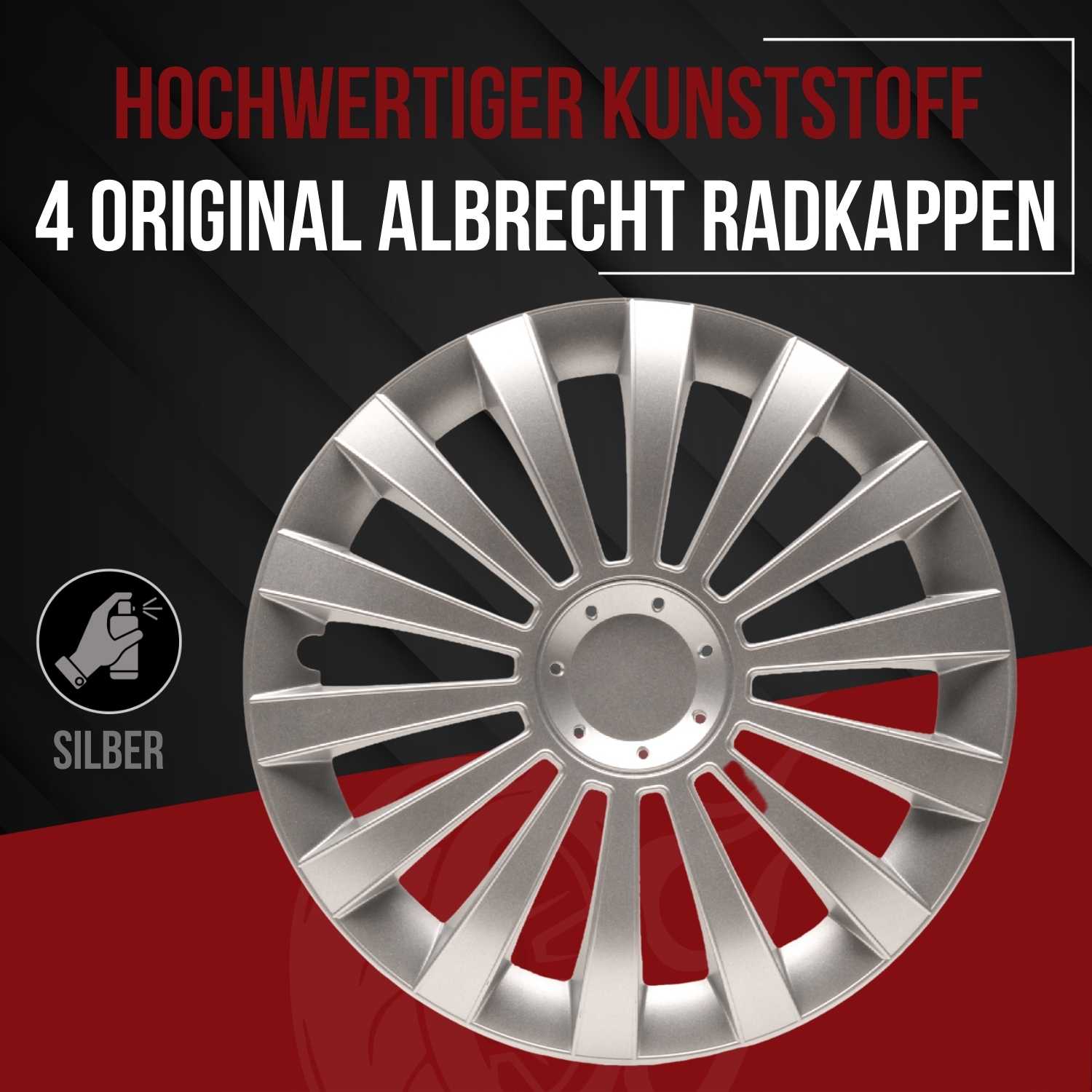 Meridian Radkappen silber matt, 4 Stück 13-17 Zoll Matt/Glänzend – Premium Radzierblenden, Autostyling
