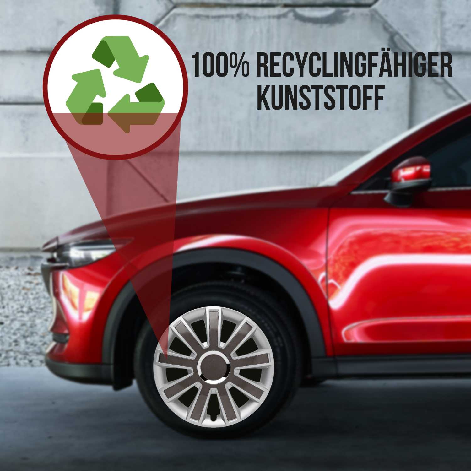 Flash Radkappen 14-16 Zoll – Silber/Grau, Schwarz/Silber, Schwarz/Grau