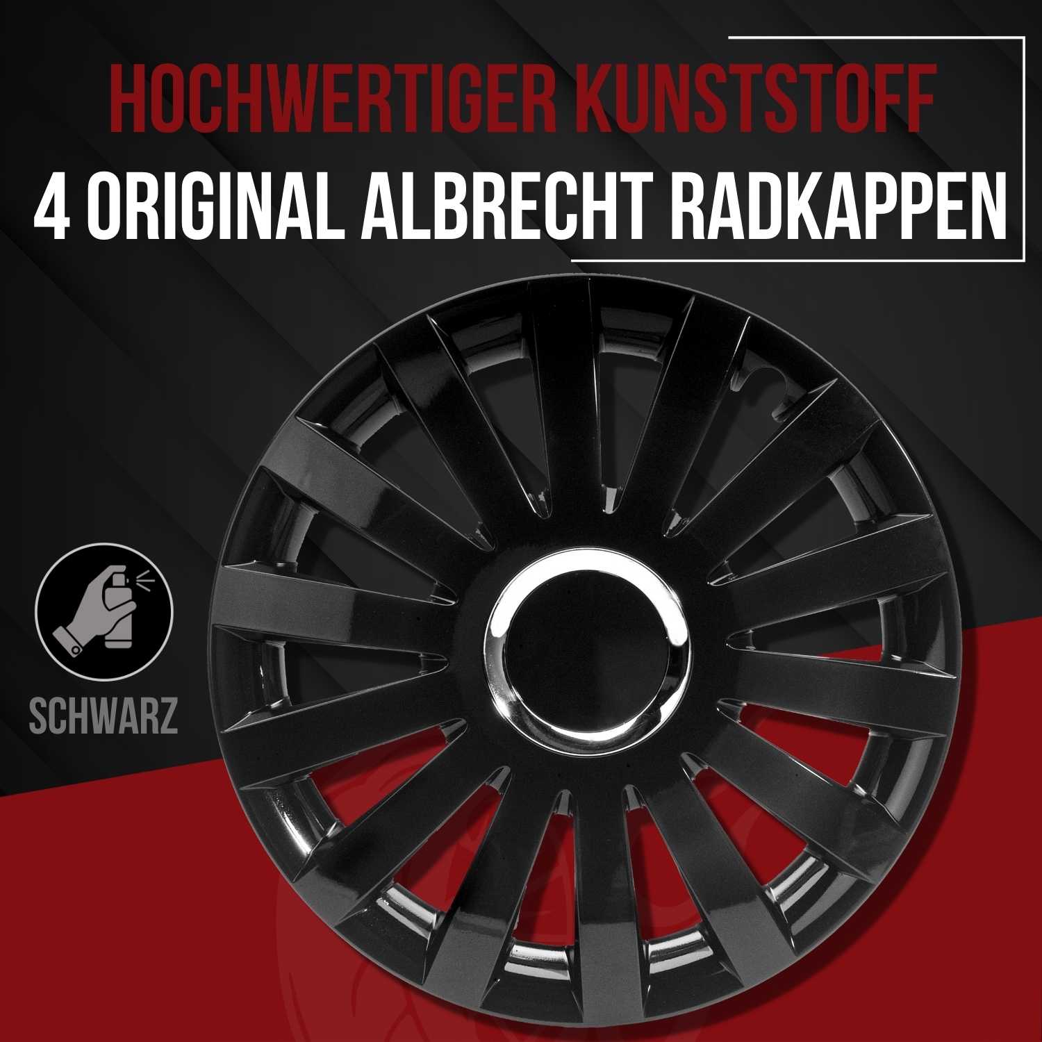Sail Radkappen schwarz glanz, 4 Stück 13-17 Zoll Matt/Glänzend – Premium Radzierblenden, Autostyling