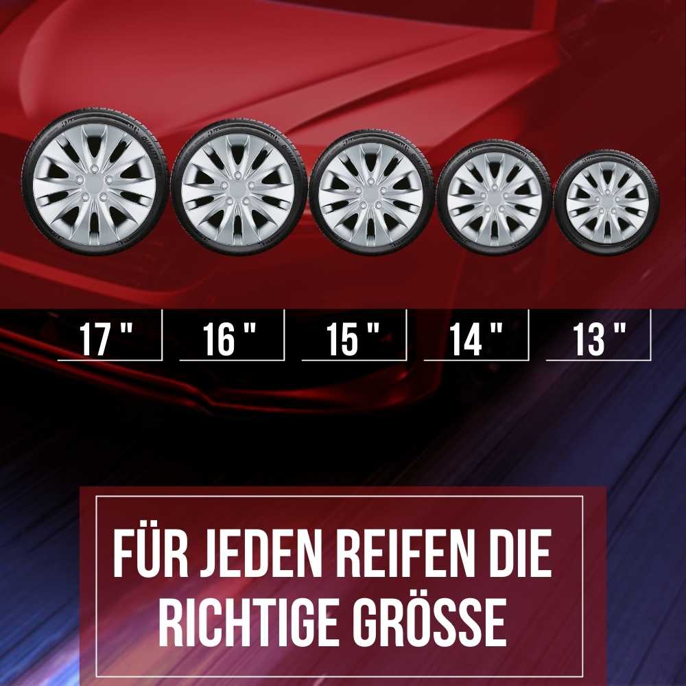 Storm Radkappen Größen, 4 Stück 13-17 Zoll Matt/Glänzend – Premium Radzierblenden, Autostyling