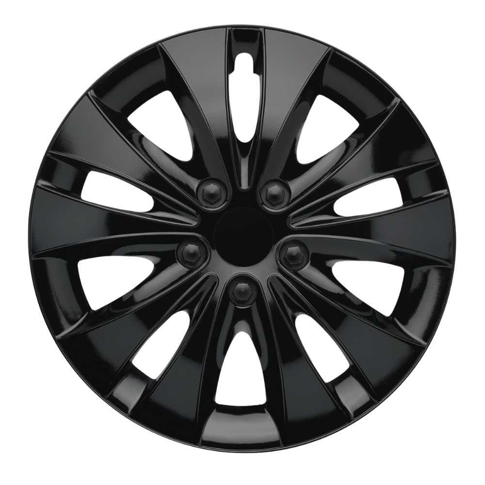 Storm Radkappen schwarz glanz, 4 Stück 13-17 Zoll Matt/Glänzend – Premium Radzierblenden, Autostyling