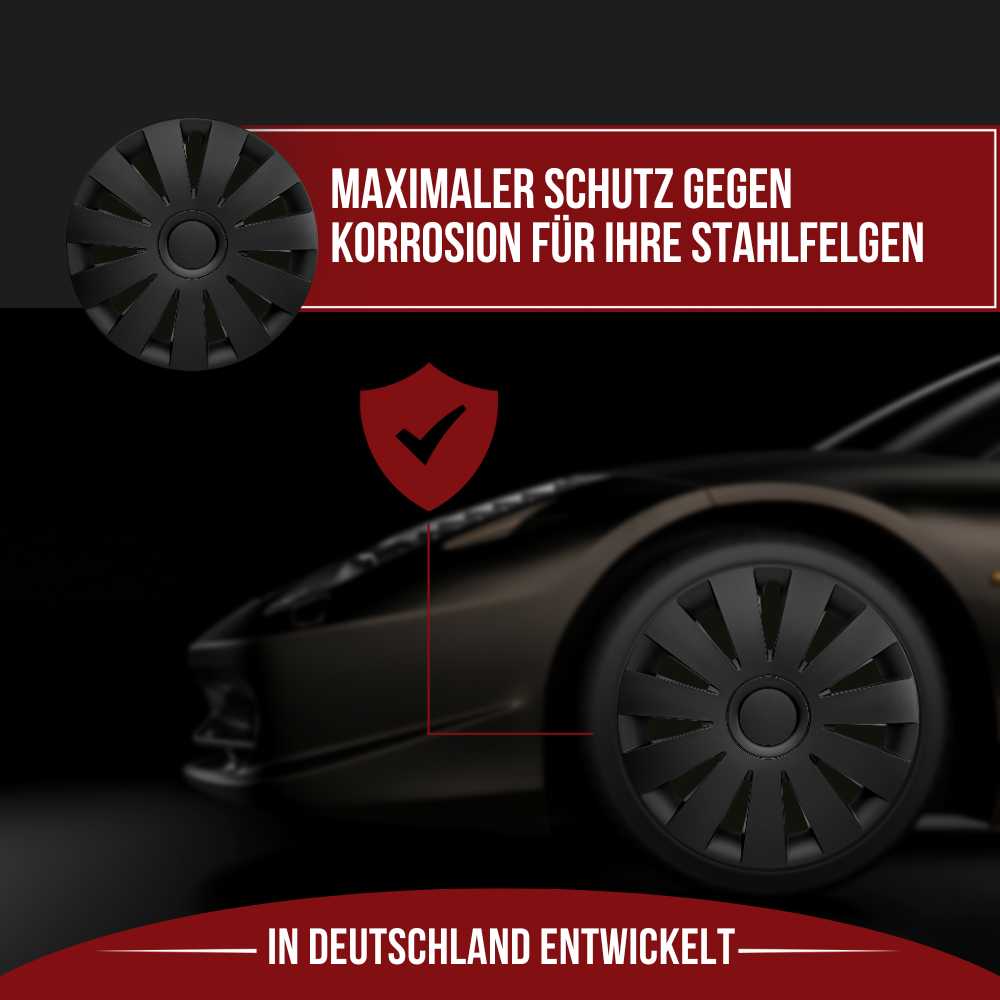 Strike Radkappen Schutz, 4 Stück 13-17 Zoll Matt/Glänzend – Premium Radzierblenden, Autostyling