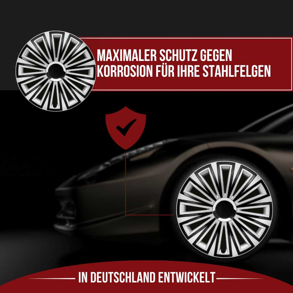 Sunset Radkappen Schutz, 4 Stück 13-17 Zoll Matt/Glänzend – Premium Radzierblenden, Autostyling