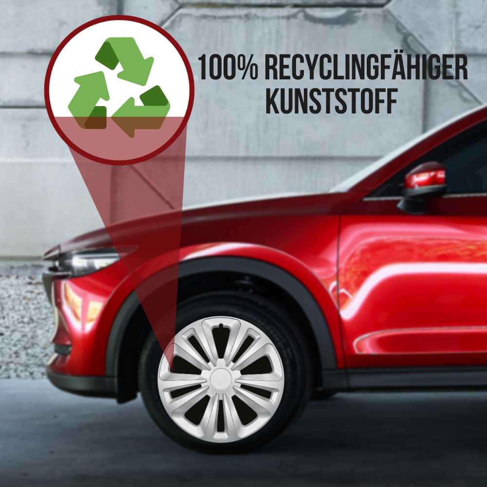 Terra Radkappen Recycling, 4 Stück 13-17 Zoll Matt/Glänzend – Premium Radzierblenden, Autostyling