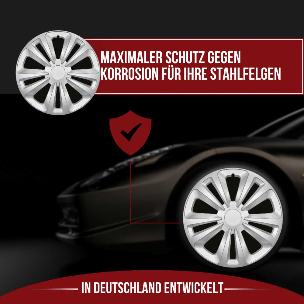 Terra Radkappen Schutz, 4 Stück 13-17 Zoll Matt/Glänzend – Premium Radzierblenden, Autostyling