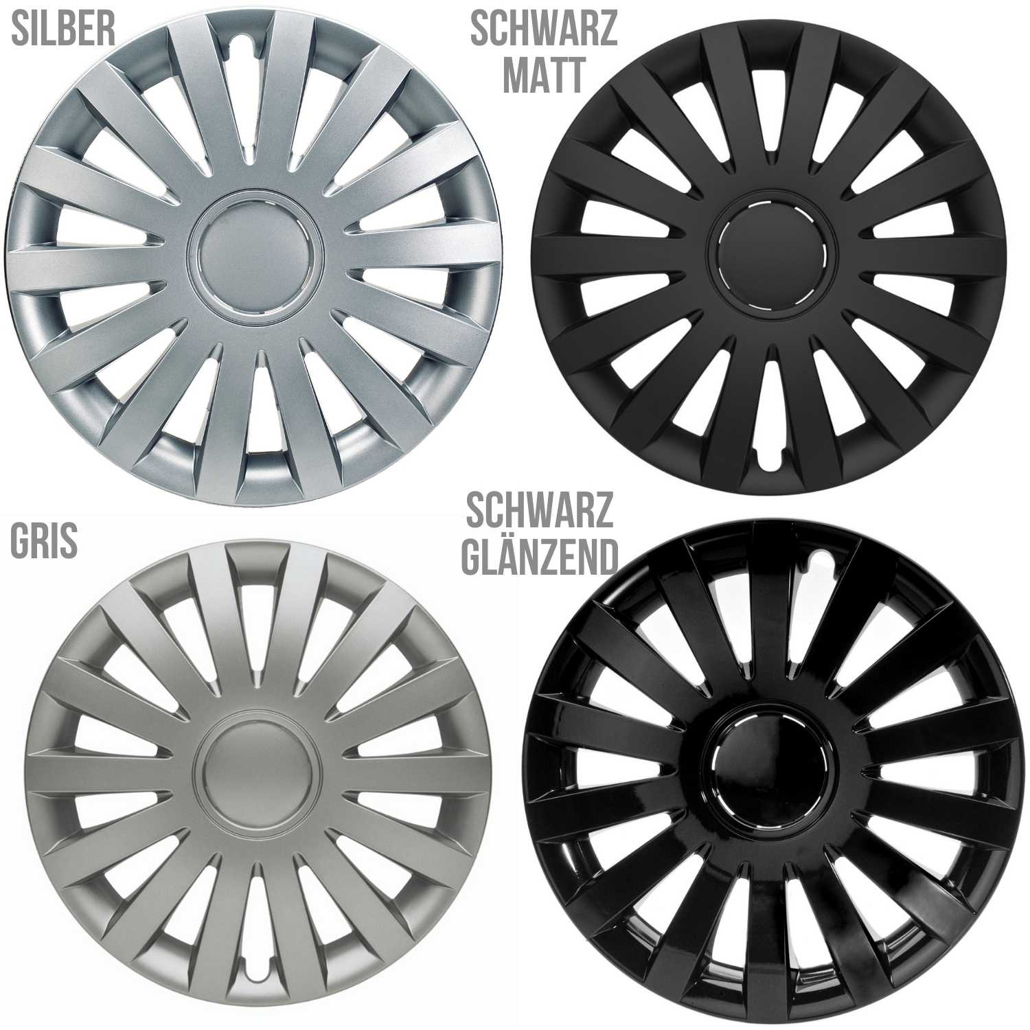 Wind Radkappen Ansicht, 4 Stück 13-17 Zoll Matt/Glänzend – Premium Radzierblenden, Autostyling