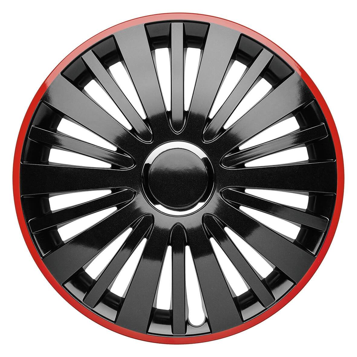 Falcon Radkappen schwarz glanz rot, 4 Stück 13-17 Zoll Matt/Glänzend – Premium Radzierblenden, Autostyling