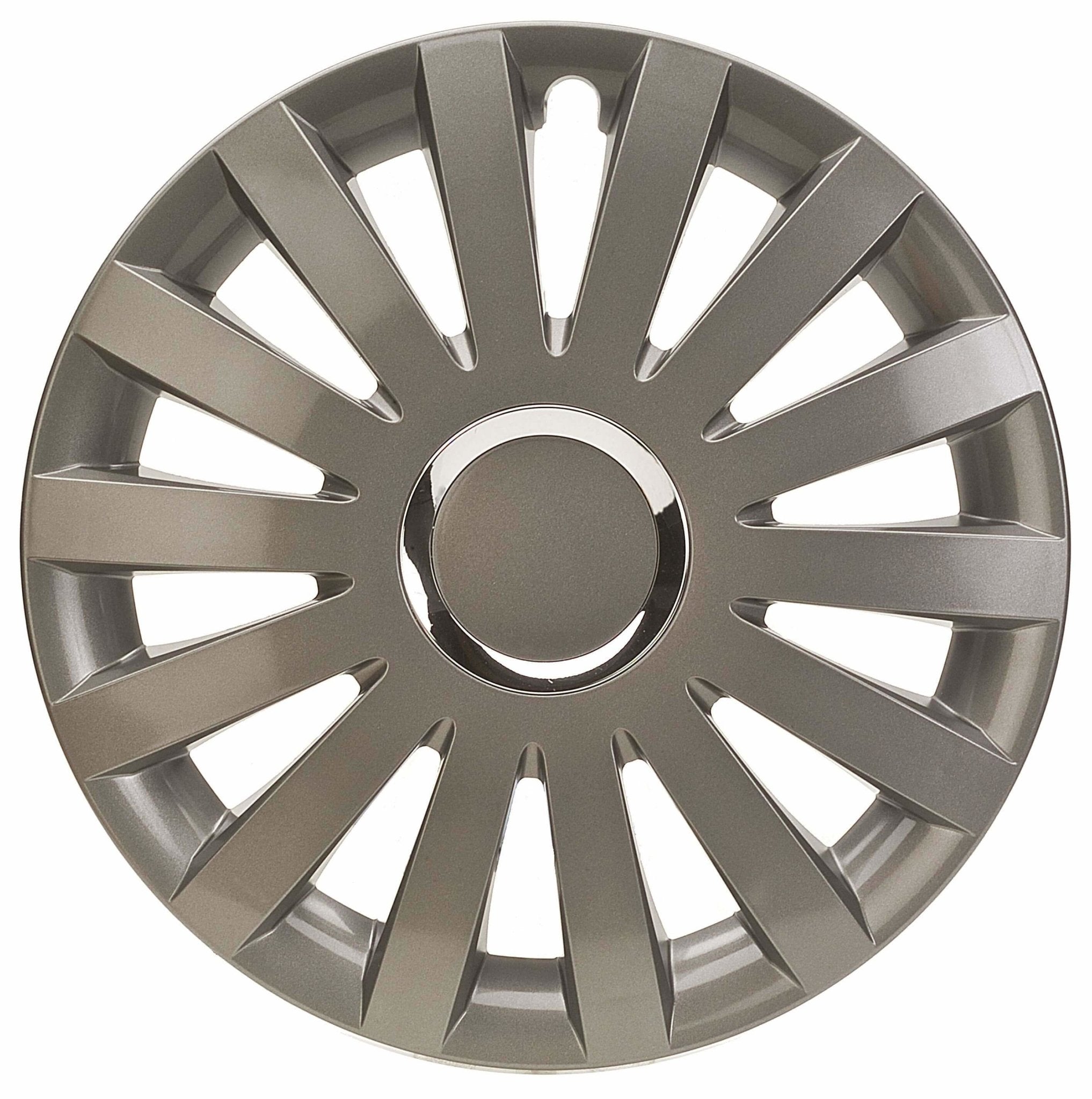 Sail Radkappen Felgenabdeckung grau, 4 Stück 13-17 Zoll Matt/Glänzend – Premium Radzierblenden, Autostyling