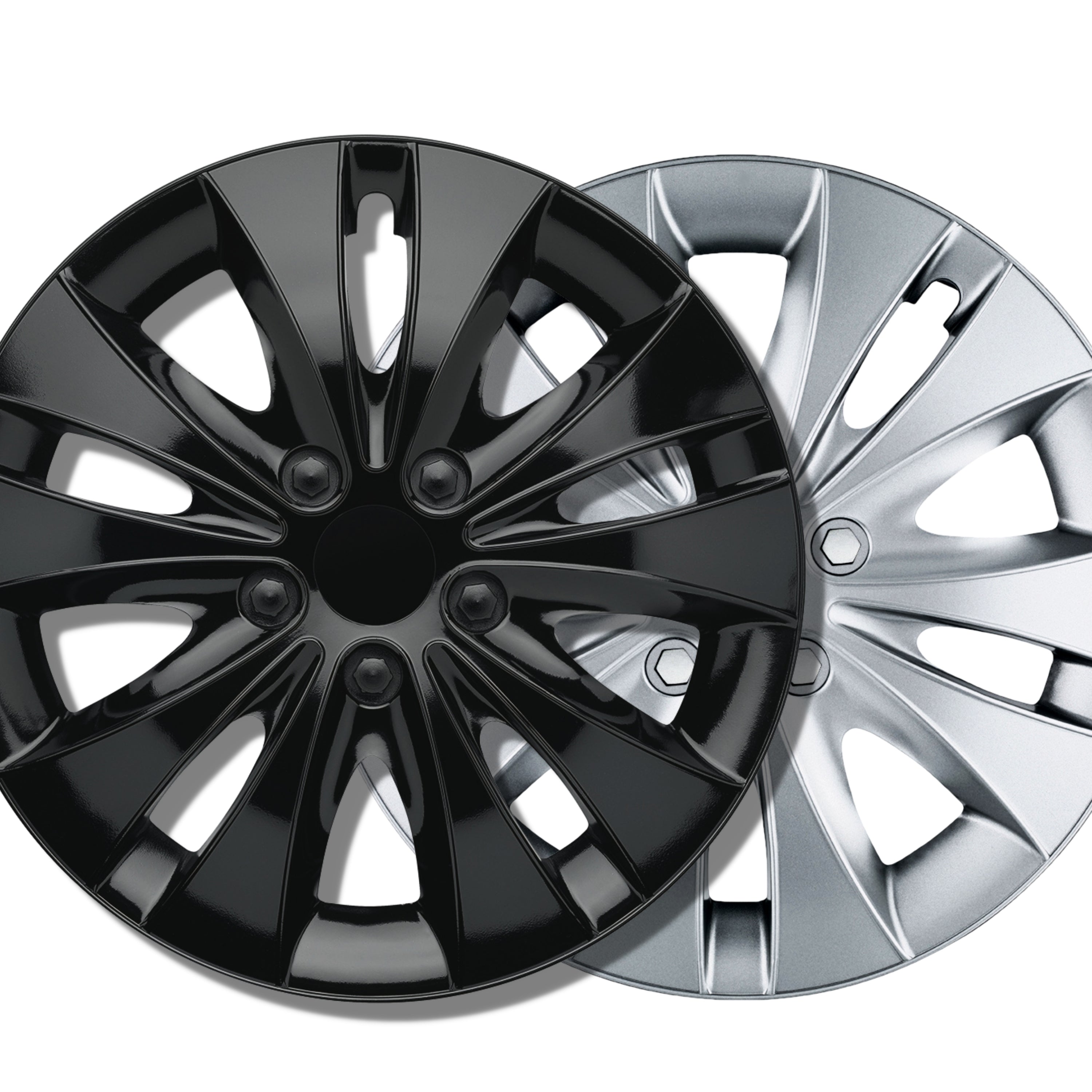 Storm Radkappen Felgenabdeckung, 4 Stück 13-17 Zoll Matt/Glänzend – Premium Radzierblenden, Autostyling