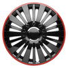 Falcon Radkappen schwarz glanz rot, 4 Stück 13-17 Zoll Matt/Glänzend – Premium Radzierblenden, Autostyling
