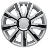 Mirage Radkappen silber schwarz glanz, 4 Stück 13-17 Zoll Matt/Glänzend – Premium Radzierblenden, Autostyling